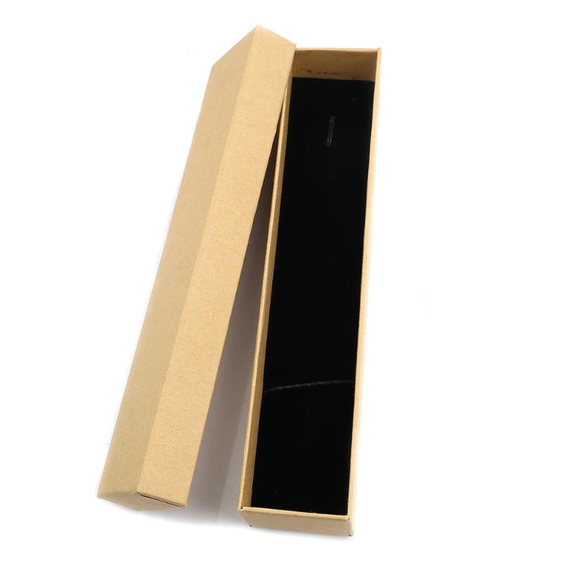 

DoreenBeads 4PCs Kraft Paper Jewelry Gift Boxes Rectangle Pale Yellow Necklace Box Exquisite gift box packaging 22cm*4.6cm