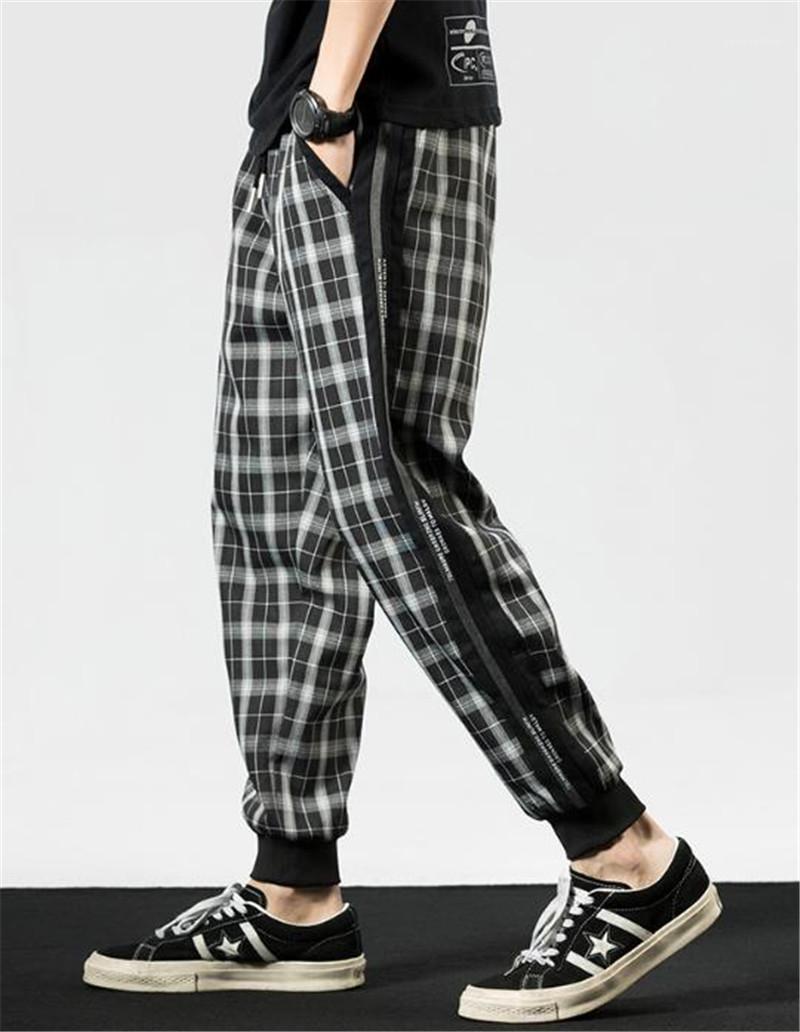 

Fashion Desigenr Elastics Waist Street Style Jogger Pants New Style Mens Designer Trousers Mens Plaid Harem Pants, As shown