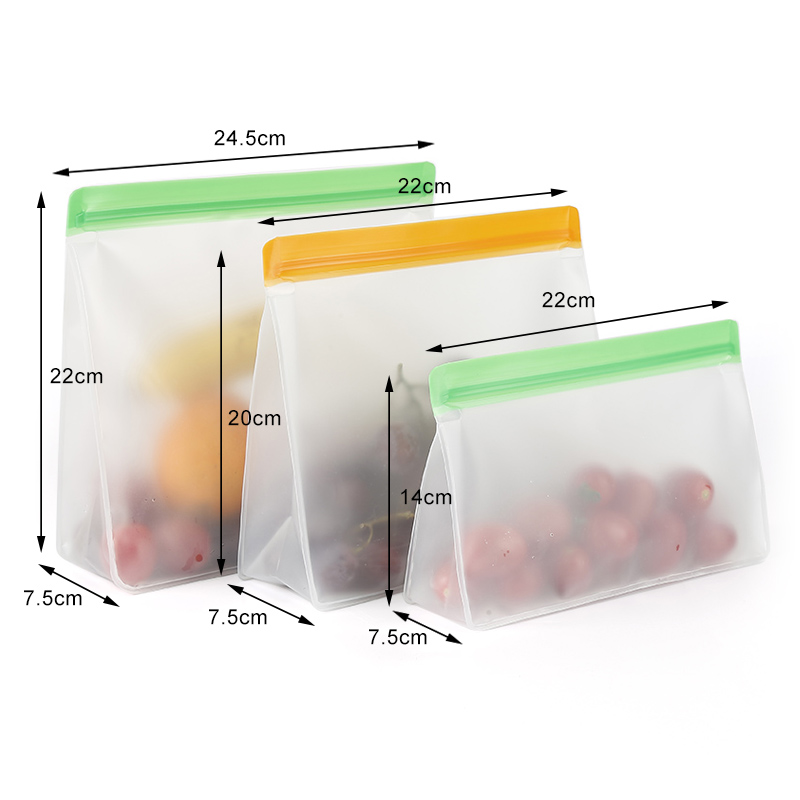 

Food Storage bags PEVA Containers Set Stand Up Fresh Bag Zip Silicone Reusable Lunch Fruit Leakproof Cups Freezer Vegetable Bowl