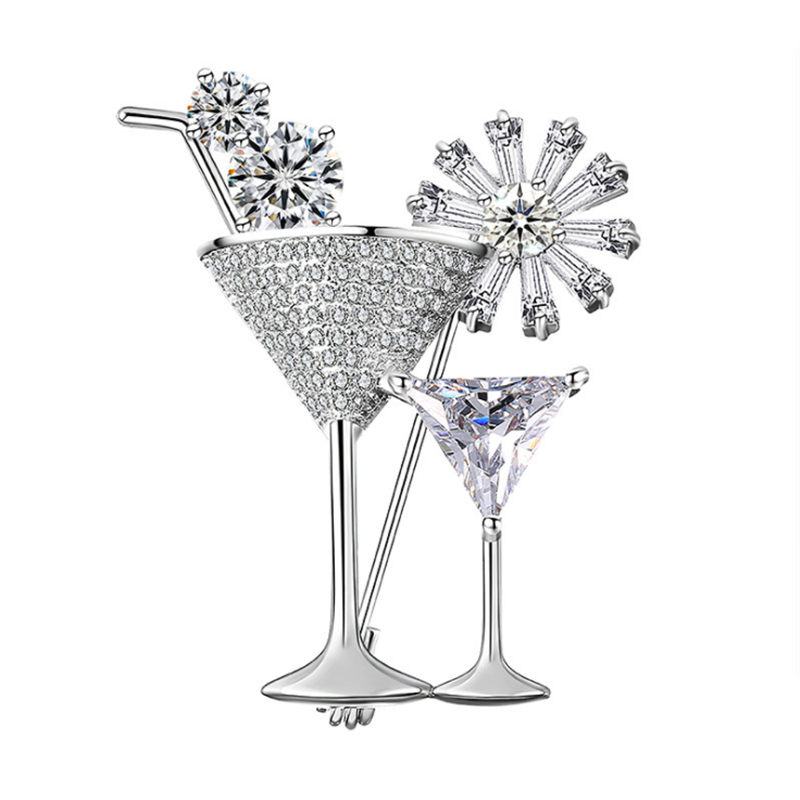 

Cherry Martini Glass Cocktail Party Brooch Pin Women Jewelry summer time