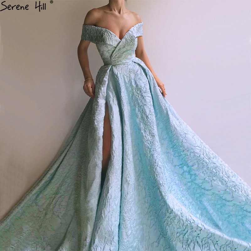 

New Designer Blue Off Shoulder Evening Gowns Sleeveless Sexy Fashion Formal Evening Gowns Serene Hill LA6484, Gold