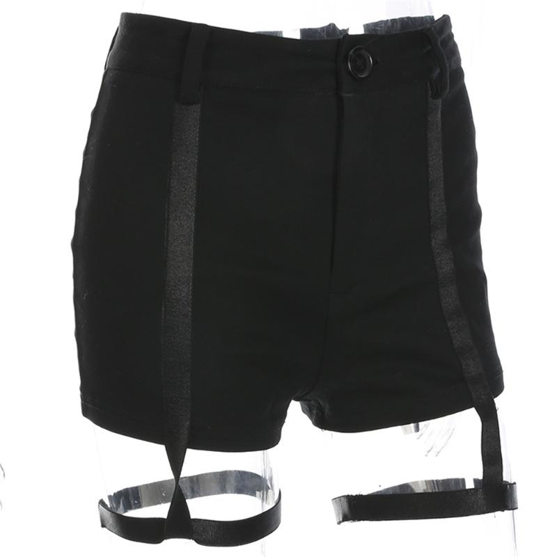 

2020 Summer Autumn New Sold Shoulder Strap Trend Female Black Denim Shorts Sexy Wome Shorts, As pic