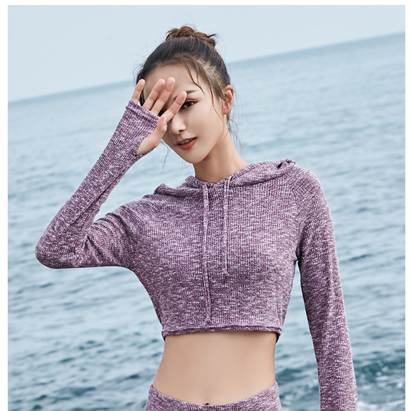 

Autumn And Winter Knitted Sexy Short Lady' Sport Sweatshirts Hoodies Yoga Running Sports Long-Sleeve Jacket, Red