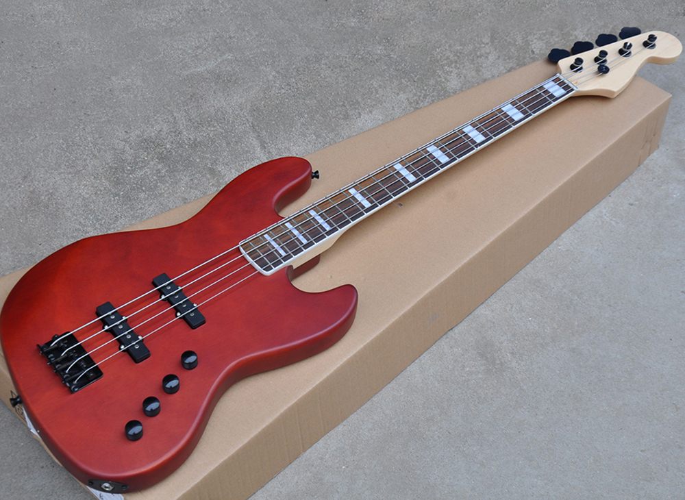 

Matte Red 4 Strings Electric Jazz Bass with Mahogany Body,Rosewood Fingerboard,22/24 frets,Can be Customized As Request