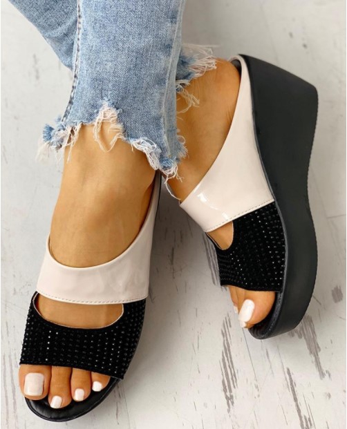 

Women Sandals Wedges Shoes For Women High Heels Sandals Summer Shoes 2020 New Flip Flop Chaussures Femme Platform D30, Beige