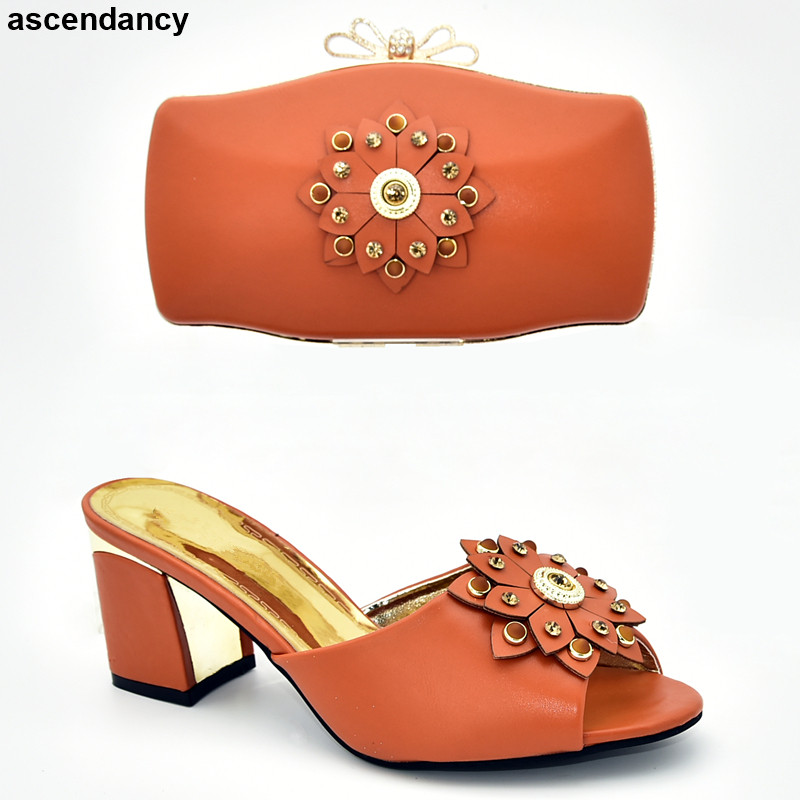 

New Italian Women Wedding Shoes and Bag Set Decorated with Rhinestone Shoes Women 2019 High Heel, Black