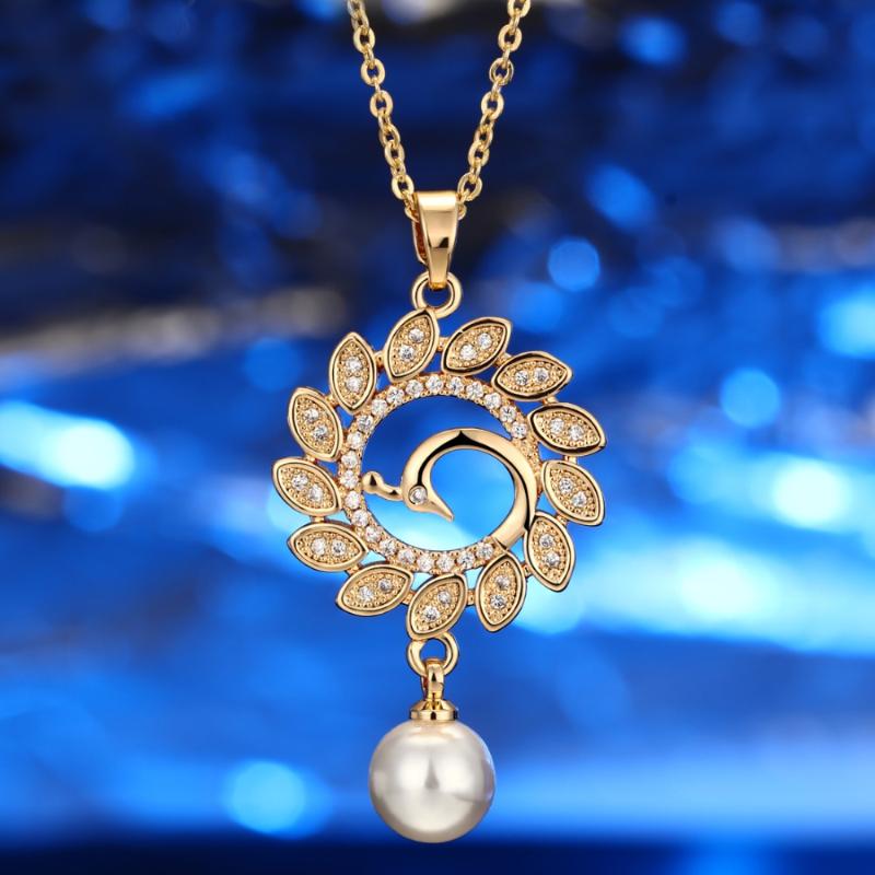 

Pendant Necklaces Women Lovely Necklace Gold Silver Chains Choker Wedding Costume Jewelry Zirconia Statement Pearl