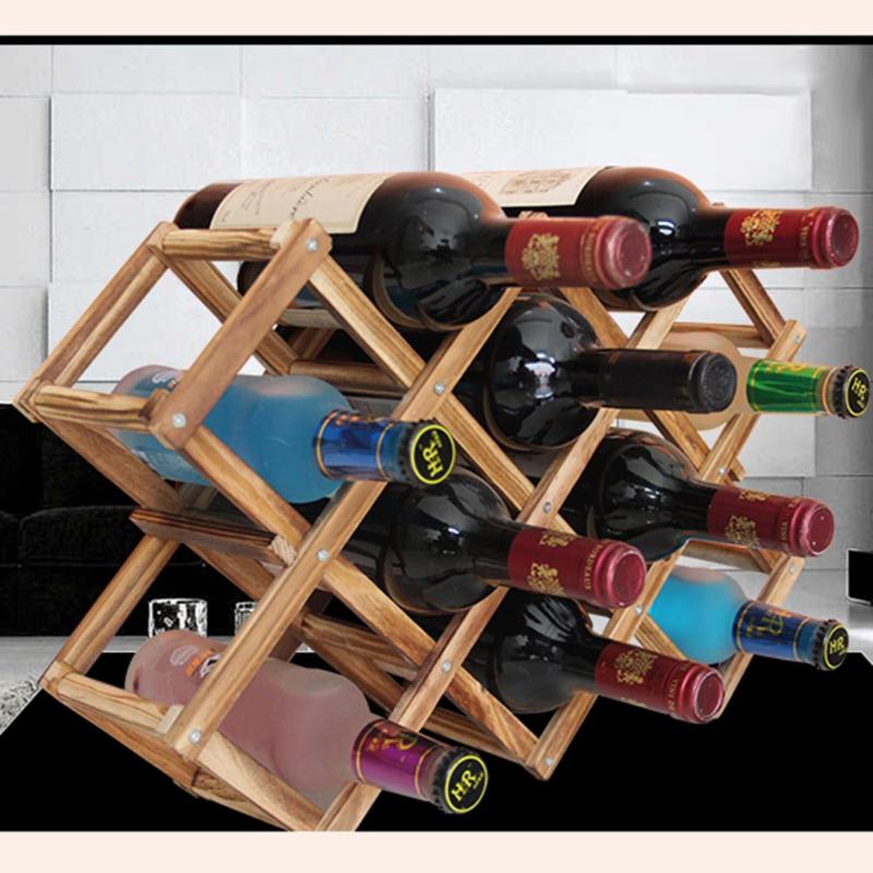 

Classical Wooden Red Wine Rack Beer Foldable 10 Bottle Holder Kitchen Bar Display Shelf Organizer Mount Kitchen Bar Displa