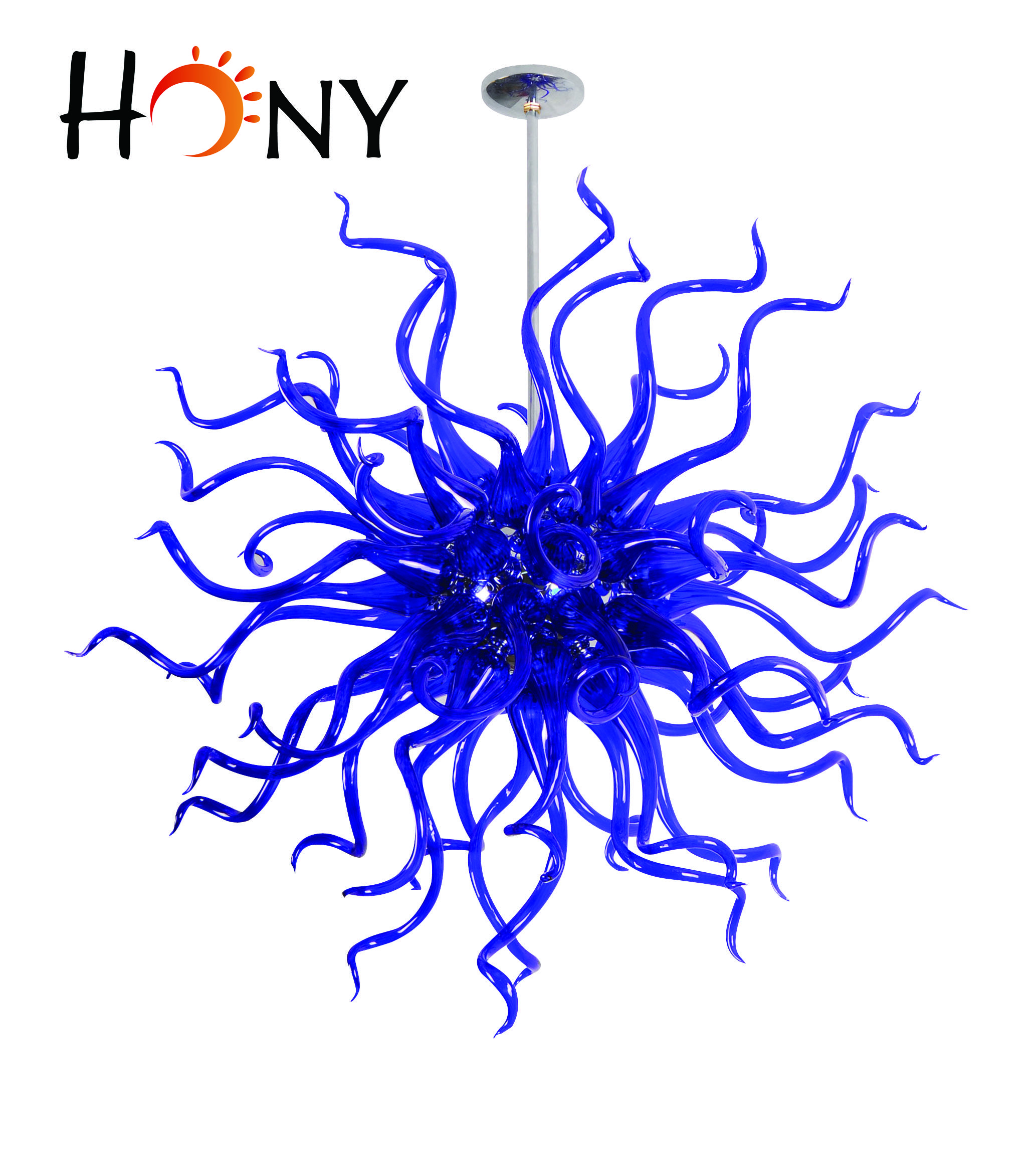 

Flower Style Blue Stained Europe Murano Blown Glass Chandelier Lamp