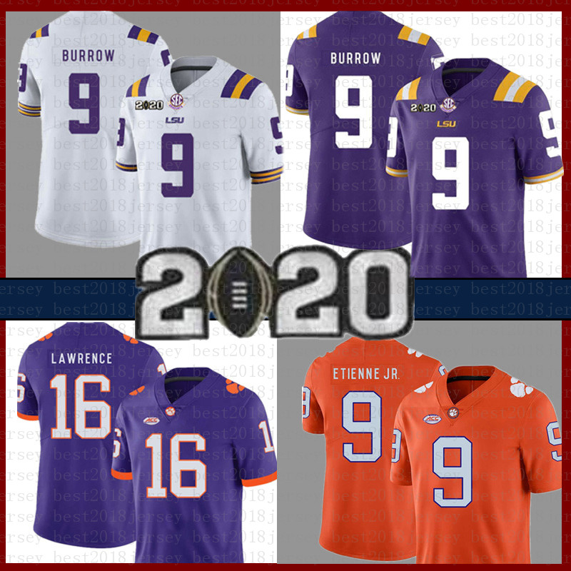 

mens Joe Burrow LSU Tigers Jersey Clemson 16 Trevor Lawrence 9 Travis Etienne Jr. NCAA American football Jerseys Julio Jones tom Brady edrf, Patch + ncaa (laohu)