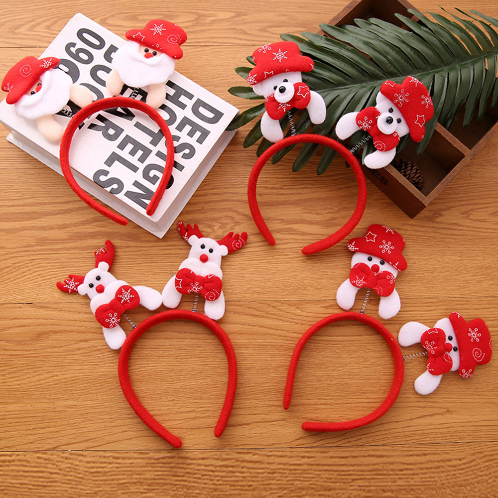

2018 New Hot Christmas Headband Santa Xmas Party Decor Double Hair Band Clasp Head Hoop Christmas Home Decoration