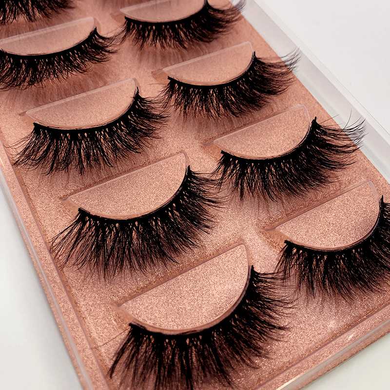 

NEW 5 pairs long Natural Mink False Eyelashes Cross Dense Handmade Cotton Stalk Eye Lashes Date Make-up Mink Fake Eyelashes