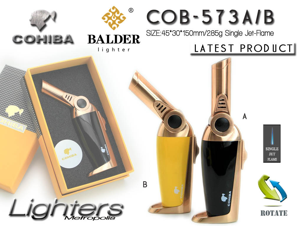

New Arrival COHIBA Multifunctional Flame Lighter Windproof Refillable Butane Gas Cigar jet Lighter Two Colors Torch With Gift Box
