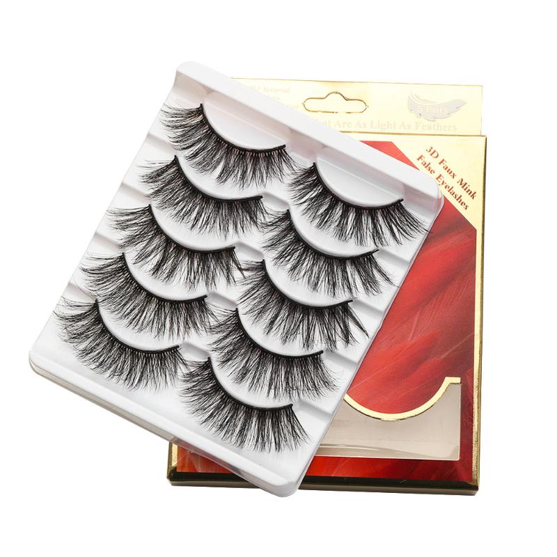 

5 Pairs 3D Mink Hair False Eyelashes Natural/Thick Long Handmade Fake Eye Lashes Wispy Mink Eyelash Extension Beauty Makeup Tool
