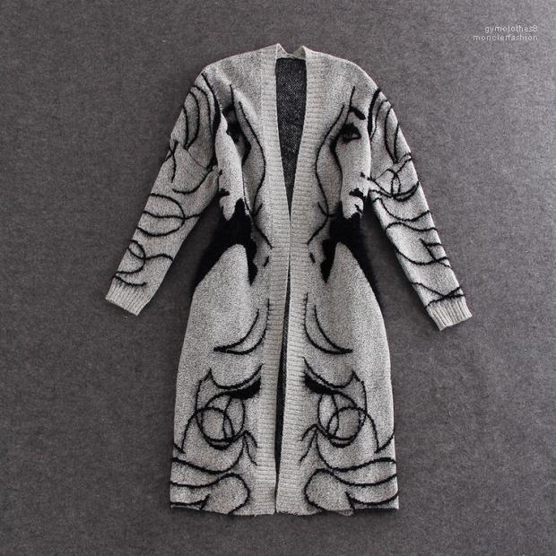 

Cape Women Thick Sweater Cardigans Autumn Grey Fashion Pretty Girl Printed Long Coats