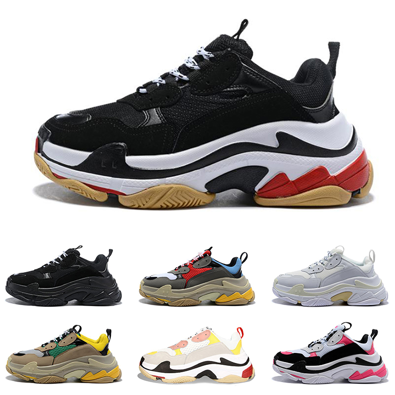 

2020 triple s men women fashion luxury designer shoes platform sneakers black bred white red grey flat casual shoes Old Dad sneakers off, #5
