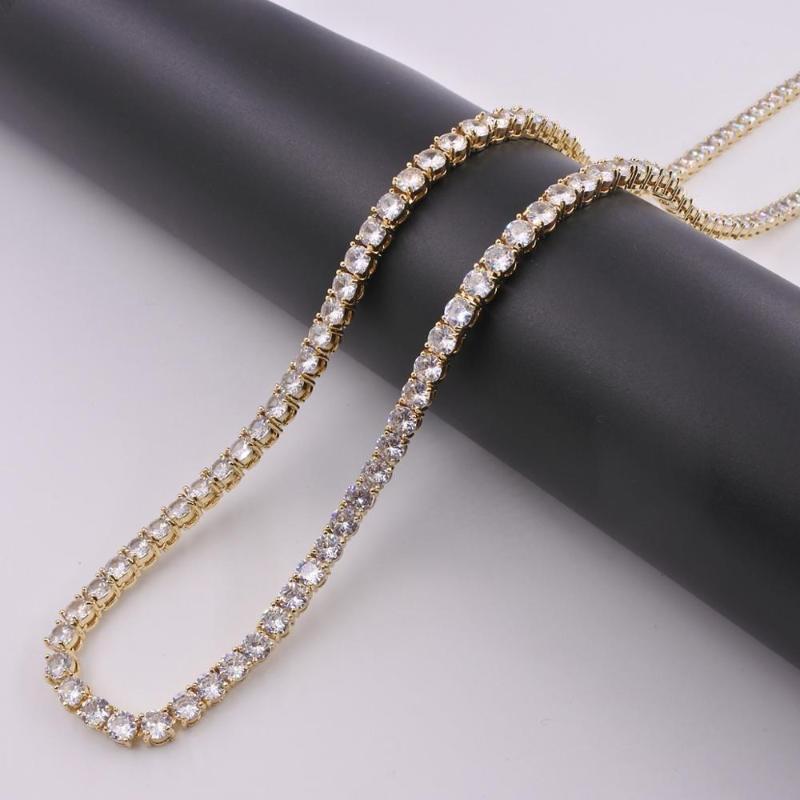

Chains Men's 3mm Tennis Chain Hiphop Necklace Brass Cz Zircon Cubic Zirconia 1 Row Women's Bracelets Gold Rapper Jewelry Bling Iced Out