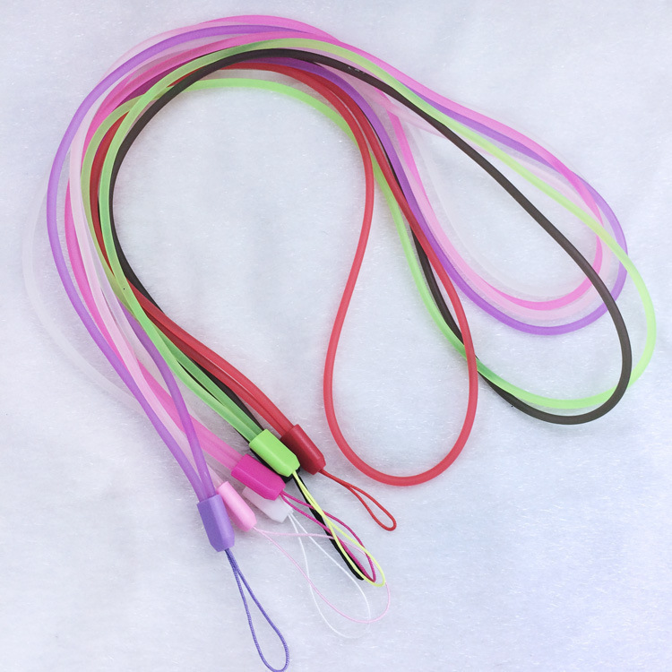 

Free Ship 100pcs 43cm Luminous Glow In Dark Silicone Lanyard Neck Strap for keys ID Card Mobile Phone Straps MP5 MP3 MP4 U flash disk Strap