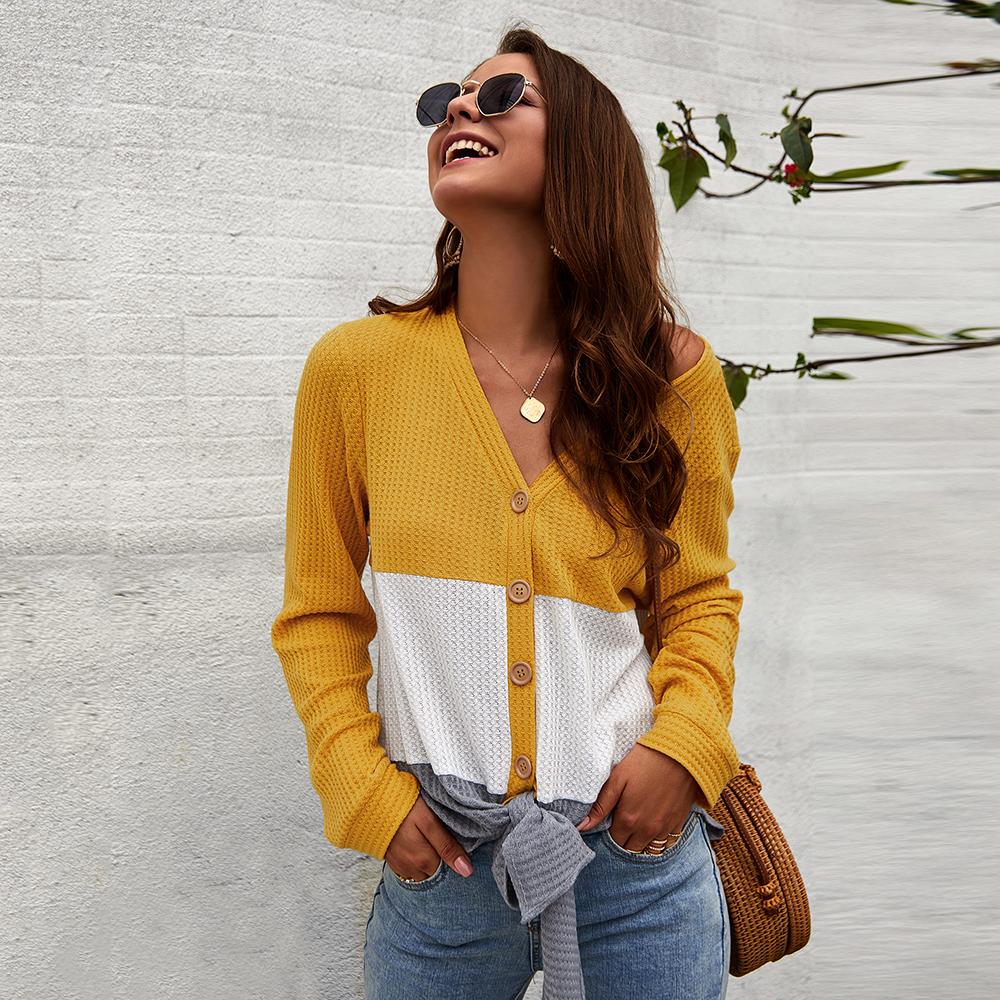 

Women Leisure Shirt Tops Ladies Summer Fall Long Sleeve Casual Fashion V-Neck Shirts Button Down, Black
