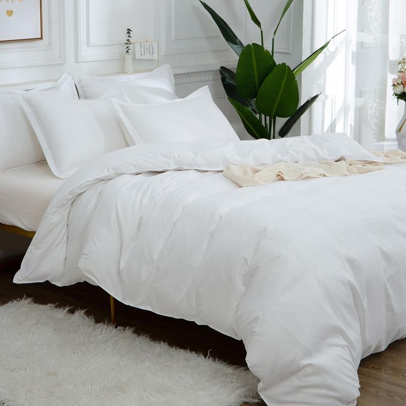 

40 Egyptian Cotton White Comforter Bedding Sets Satin Strip Luxury Soft Home Textile Bed Sets Duvet Cover Pillowcases