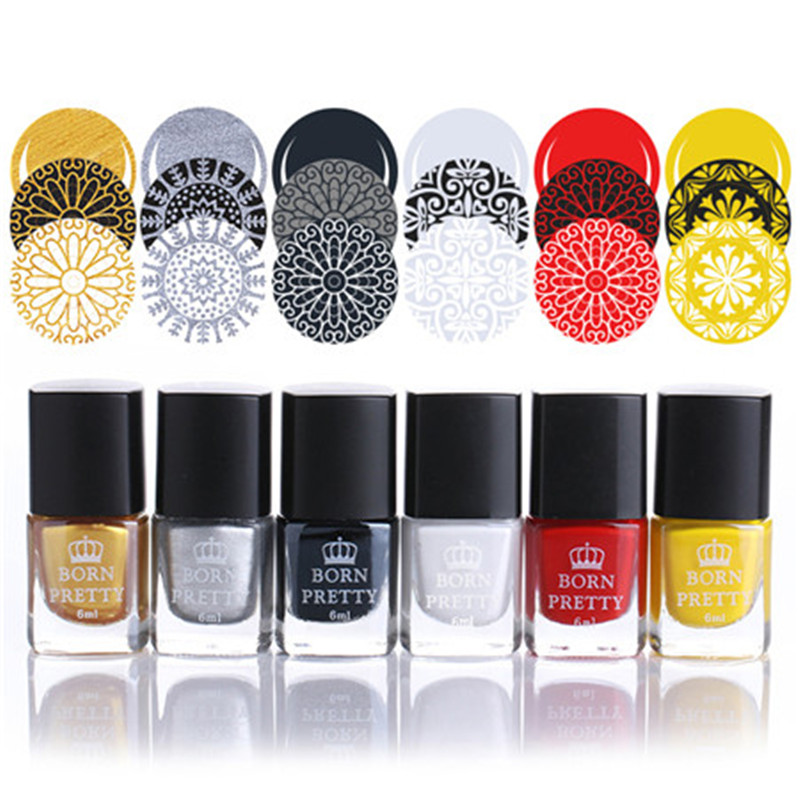 

BORN PRETTY 1 Bottle 6ml Stamping Polish Varnish Nail Plate Printing Polish Nail Art Decoration 25 Colors Available, Color 8