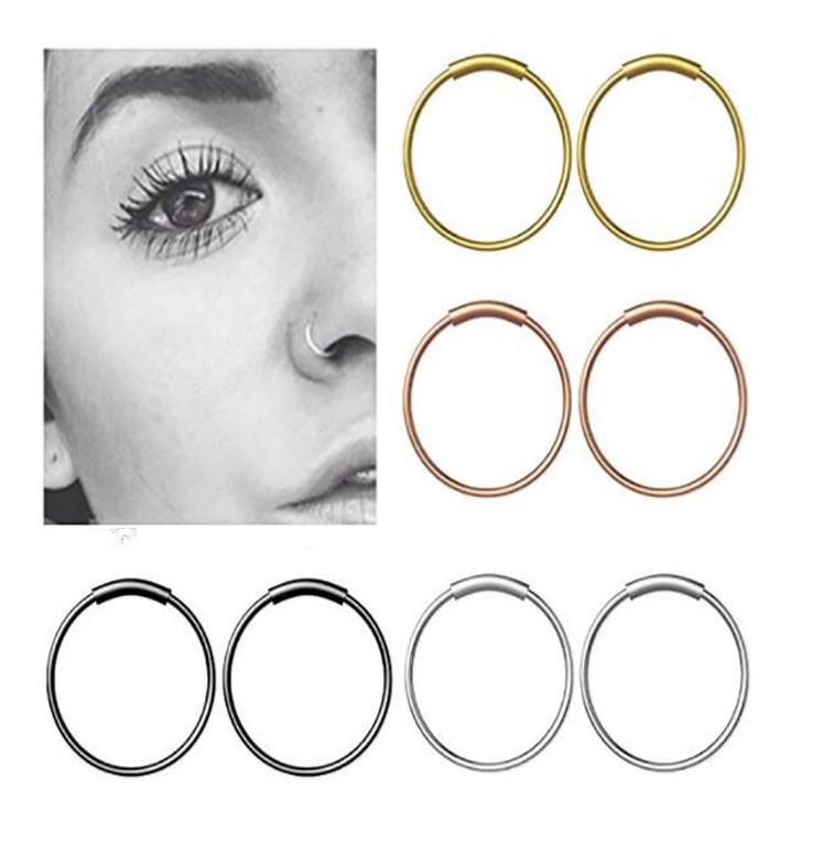 

Nose Hoop Ring Piercing Puncture 6/8/10mm Stainless Steel Round Nose Stud for Women Adult Unisex Ear Stud Piercing body Jewelry
