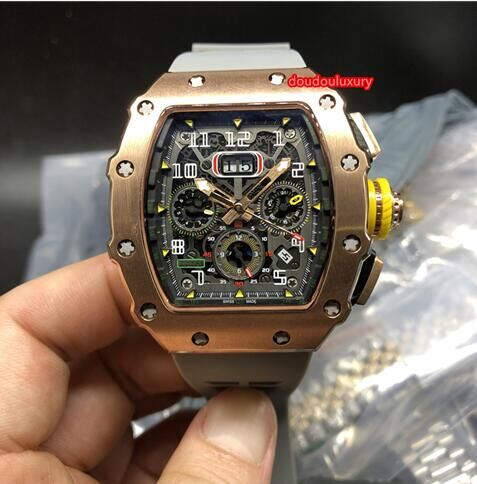 

Men's boutique popular watches rose gold stainless steel case fashion hot wrist watch natural rubber strap fully automatic mechanical watch, Rose gold case