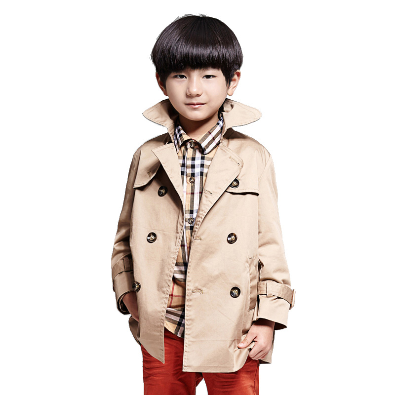 

Boys Double-breasted Trench Coat New Long Sleeve Turn-down Collar Outerwear Children Trench Coat Khaki Windbreaker 4-13Y