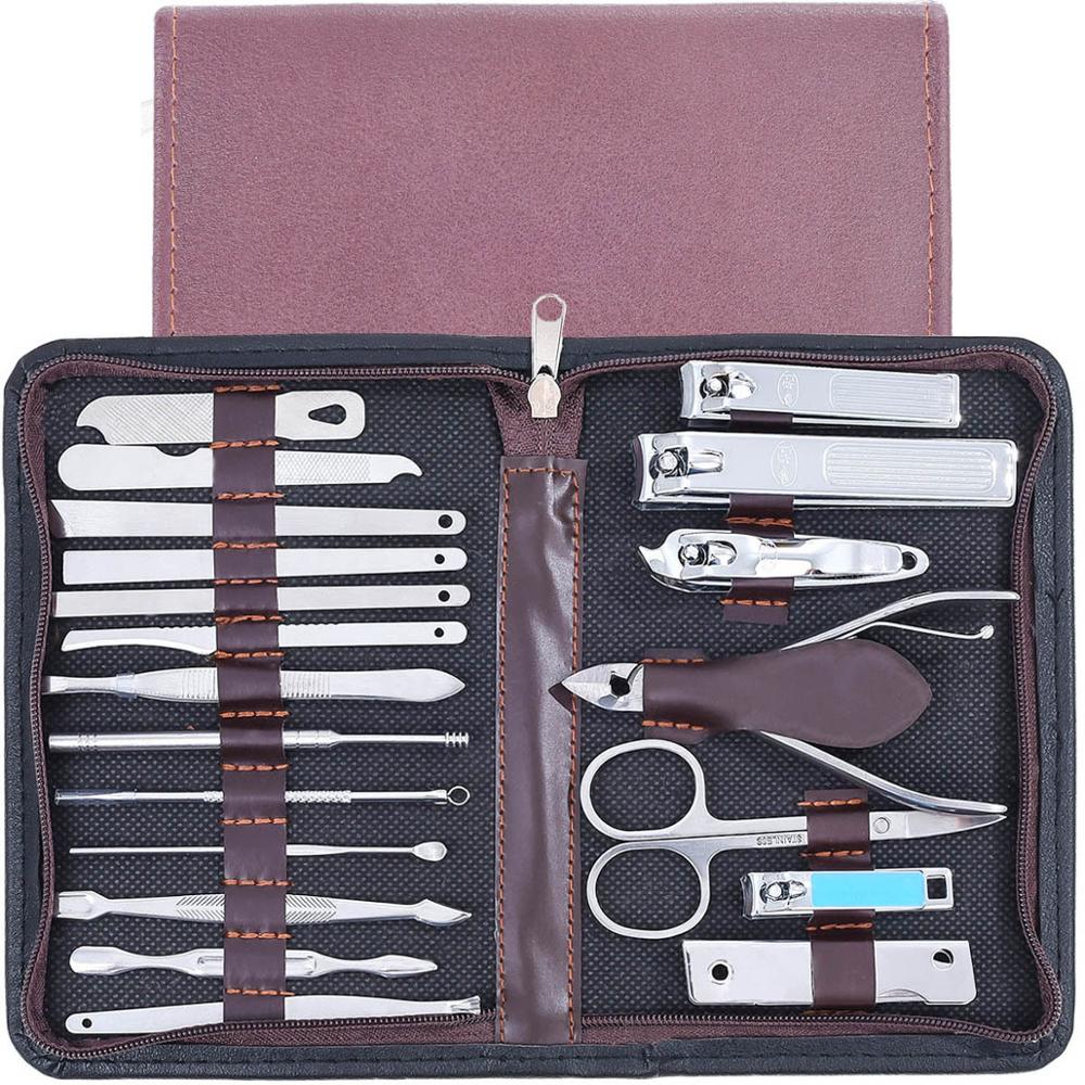 

20pcs/set Nail Nlipper Set Manicure Pedicure Household Nail Clippers Scissors Tool Combination Zipper Bag Two Colors