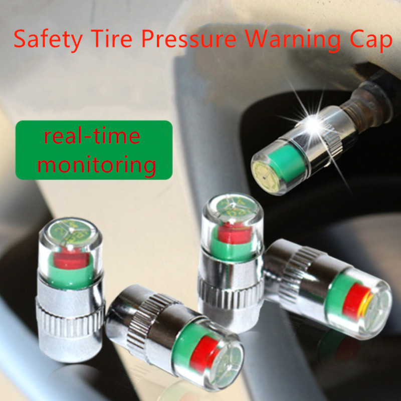 

4Pcs 2.4Bar 36PSI Car Auto Tire Pressure Monitor Valve Stem Caps Sensor Indicator Eye Alert Diagnostic Tools Kit