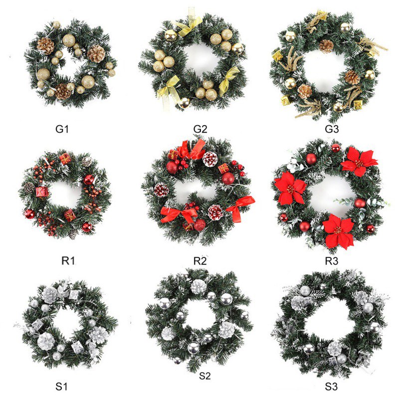 

Christmas Wreath With Battery LED Light String Front Door Hanging Home Decor, Red