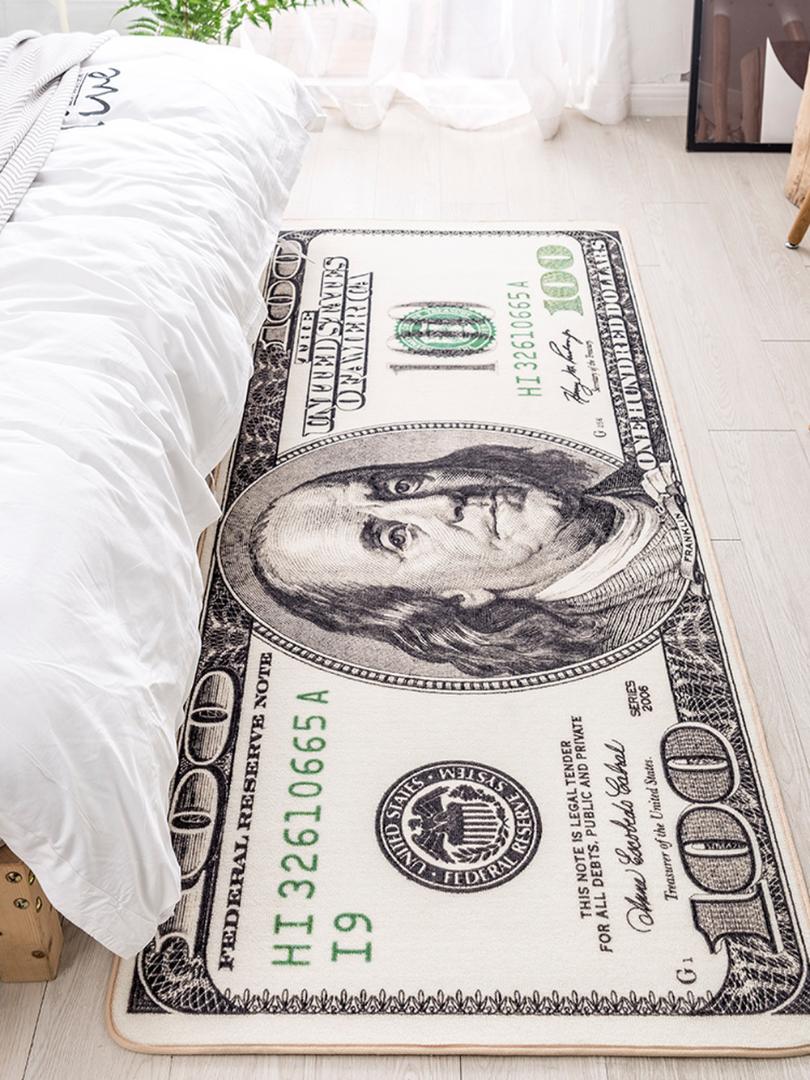 

High Quality Crative Non-Slip Area Rug Modern Home Decor Carpet Runner Dollar Printed Carpet One Hundred Dollar 100 Bill Print, 1 dollar