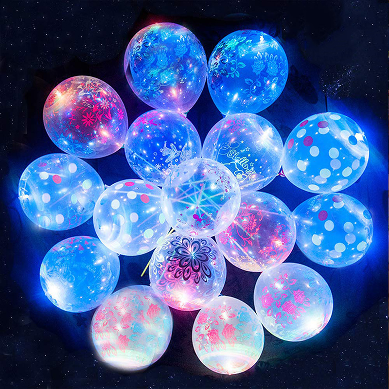 

50pcs/Lot Luminous Led Latex Helium Balloon Transparent Round Wedding Birthday Decoration Party Balloon Decor Valentine's Day