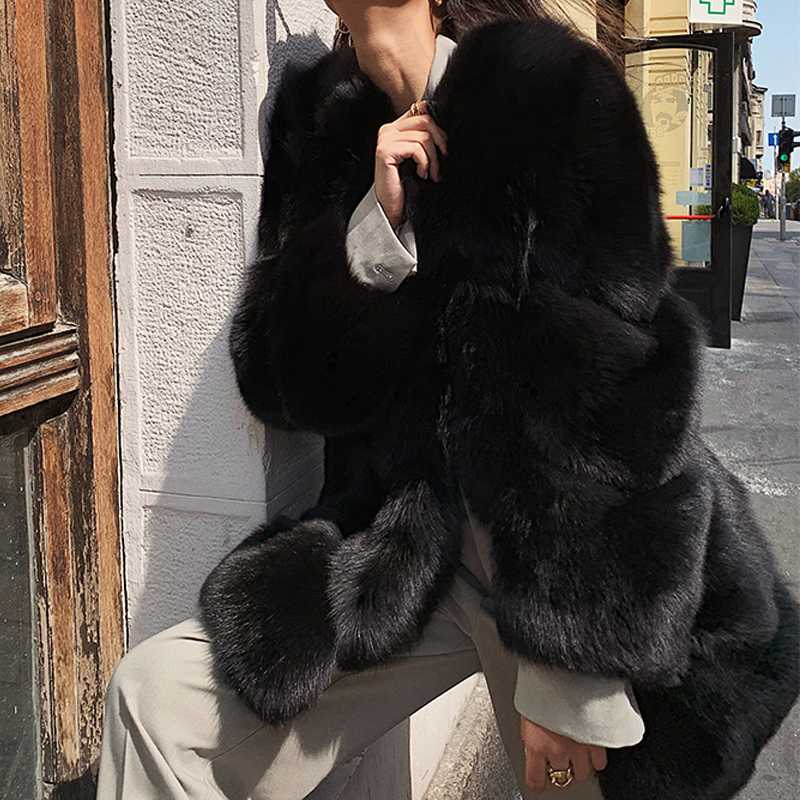 

long fur coat ladies natural fur coat women real warm, As picture
