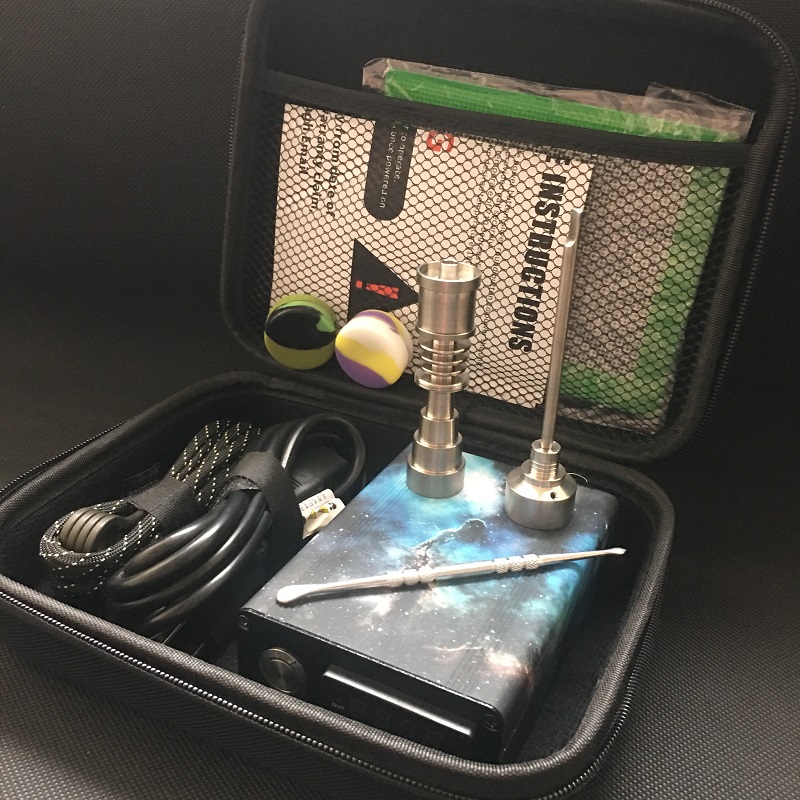 

Colorful Titanium Quartz ENAIL E Dab Nail PID Temperature Control Kit Wax Vaporizer 14 18MM Oil Rig Box Glass Bong