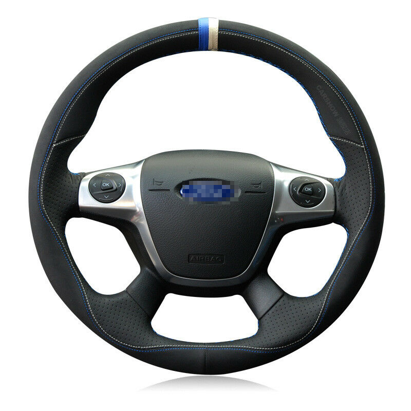 For Ford Kuga / Focus DIY Hand-stitched Car Steering Wheel Cover Top Leather-image-454774406