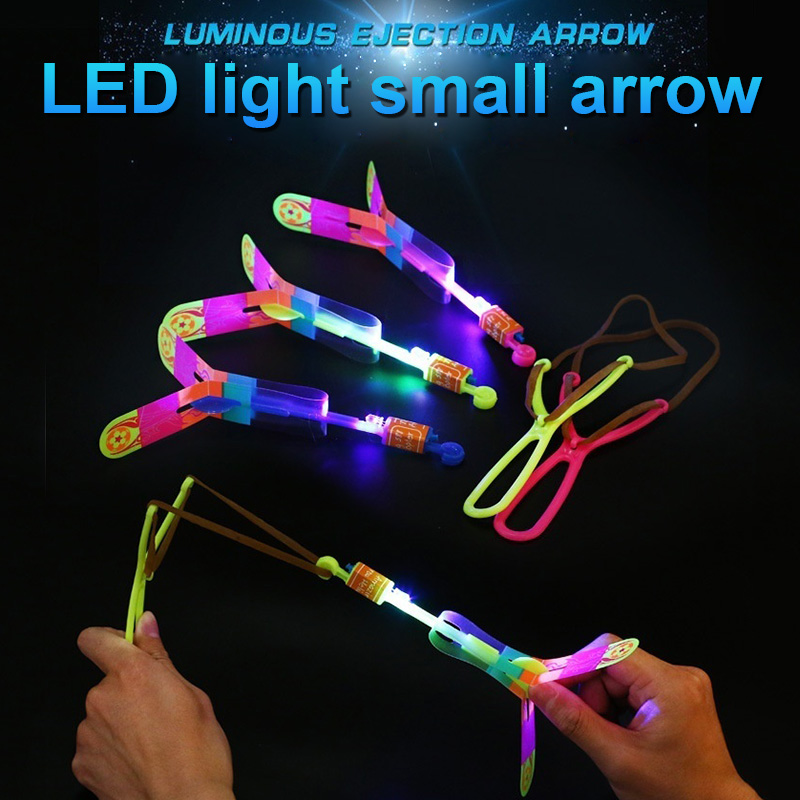

3PCS/SET LED Light Arrow Rocket Rotating Flying Toys Outdoor Flashing Fly Helicopter Children Funny slingshot AN88