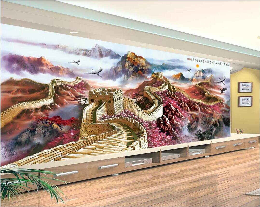 

custom photo 3d wallpaper Magnificent scenery of the Rising Sun Great Wall background home decor 3d wall murals wallpaper for walls 3 d, Non-woven wallpaper