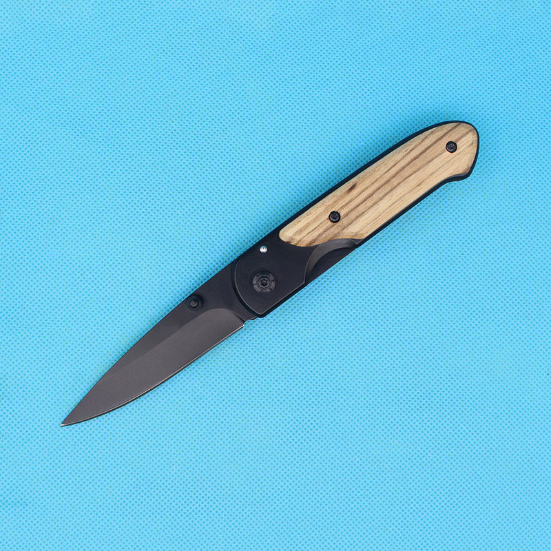 

Top quality Butterfly DA44 survival Pocket folding knife Wood handle Black Titanium finish Blade tactical EDC Gear knives