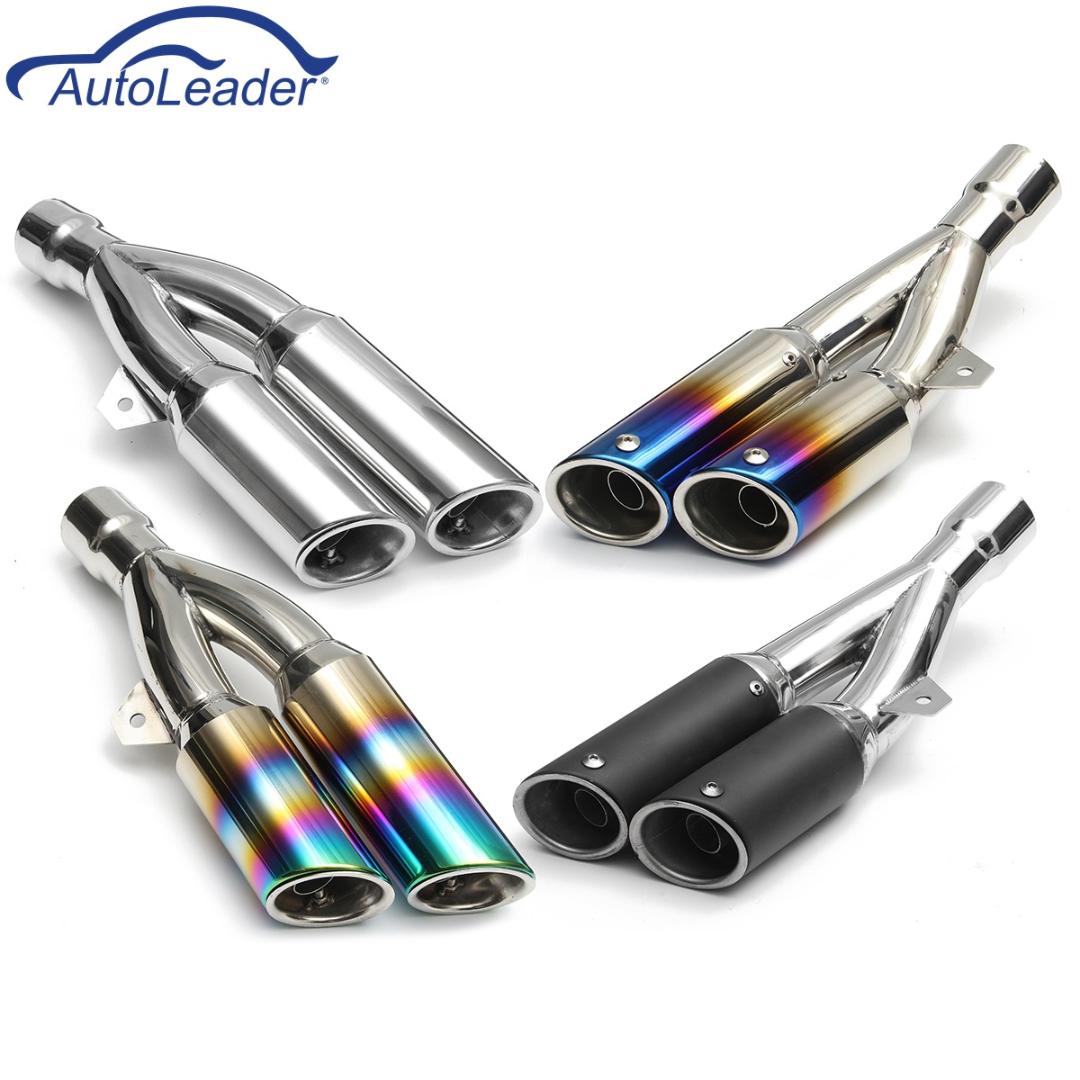 

For 38-51mm Motorcycle Exhaust Muffler Pipe Stainless Steel GP Scooter Motorbike Pipe Double Twin Tip Steel Universal