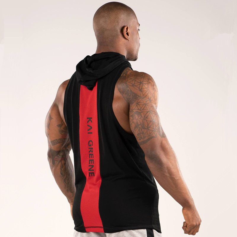 Mens Bodybuilding Hooded Tank Top Cotton Sleeveless Vest