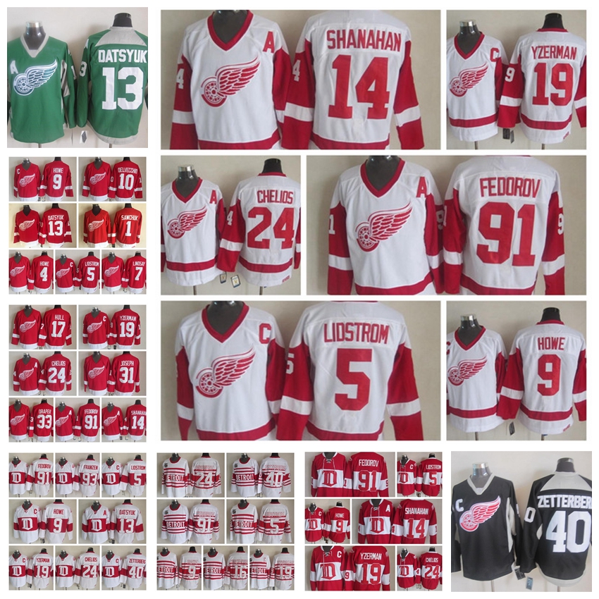 

Fashion Retro Detroit Red Wings Jersey 13 Pavel Datsyuk 1 Terry Sawchuk 40 Henrik Zetterberg 9 Gordie Howe Red Mens Stitched Hockey Jerseys, White