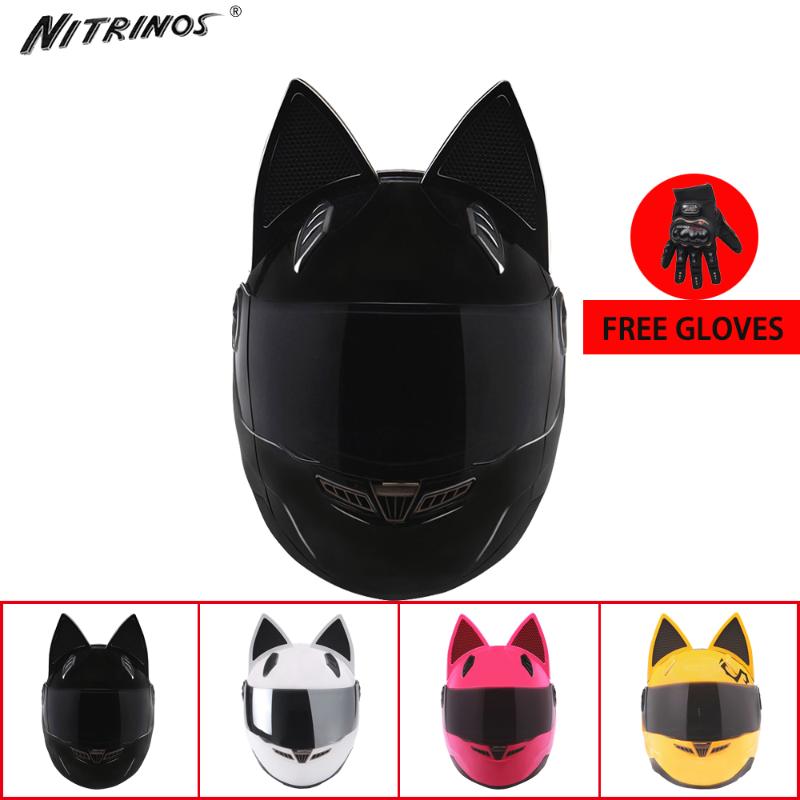 

NITRINOS Motorcycle Helmet Women Moto Helmet Personality Design Full Face Motorbike 4 Colors Lens Can Be Changed, Yellow