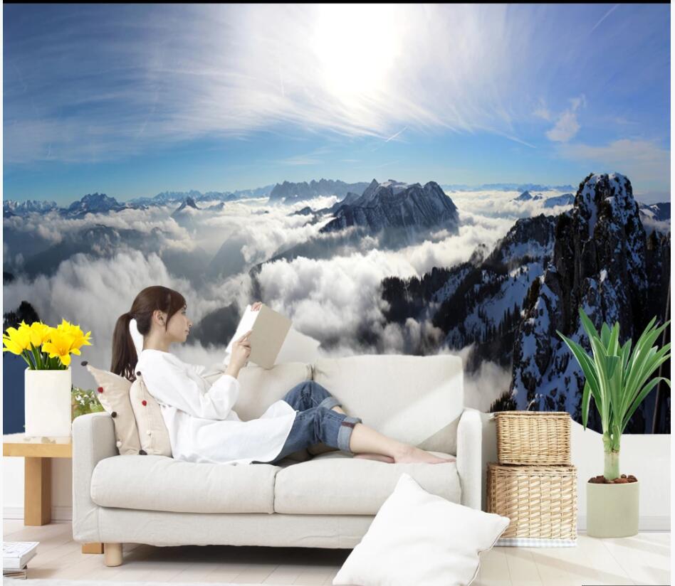 

custom photo 3d wallpaper Beautiful alpine clouds landscape tv background living room home decor 3d wall murals wallpaper for walls 3 d, Non-woven