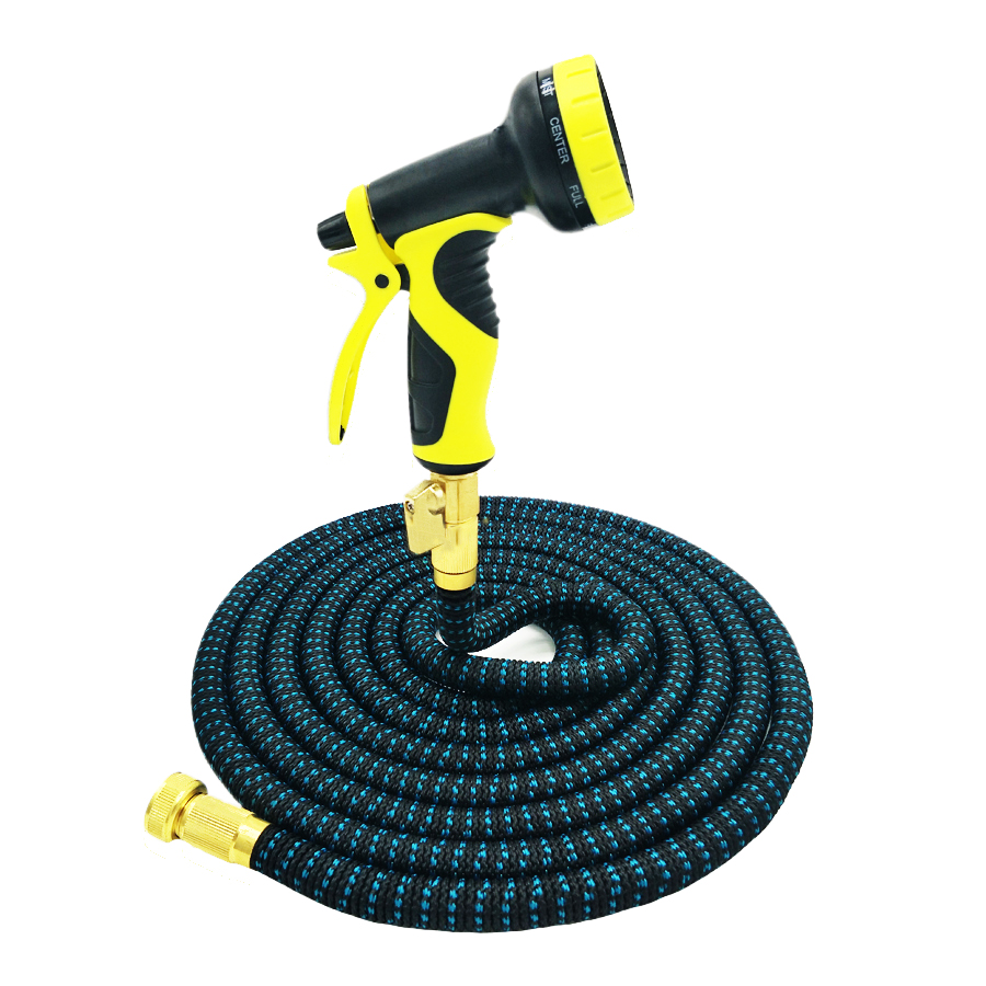 

Expandable Garden Magic Hose High Pressure Flexible Water Hose For Car Natural Rubber Pipe To Watering With Spray Gun, Sky blue