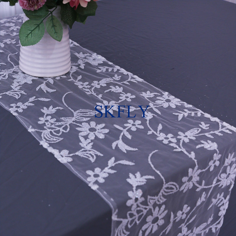 

RU041Afree shipping home birthday party discount free shipping wedding glitter floral table runner