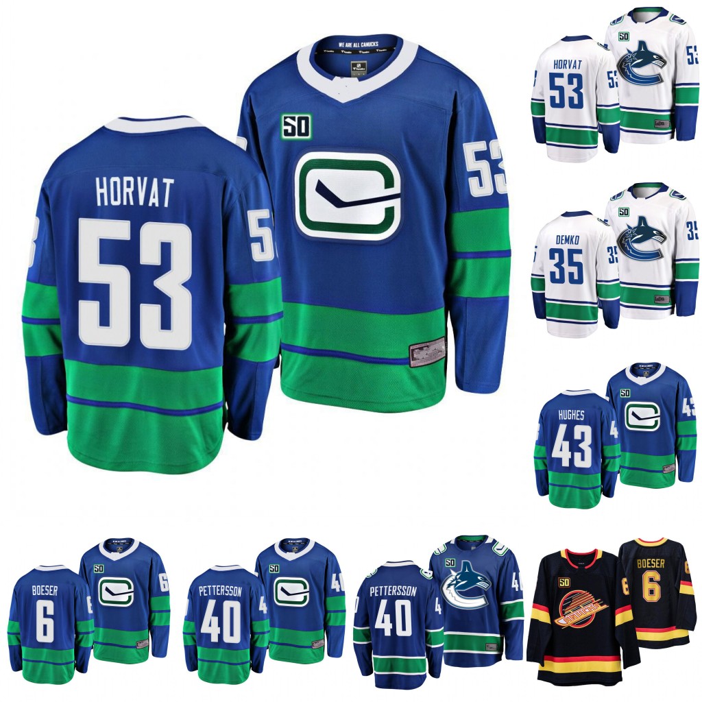 

Elias Pettersson Vancouver Canucks Jersey Bo Horvat C Brock Boeser Quinn Hughes Alexander Edler Brandon Sutter Micheal Ferland Tyler Myers, Men blue s-xxxl