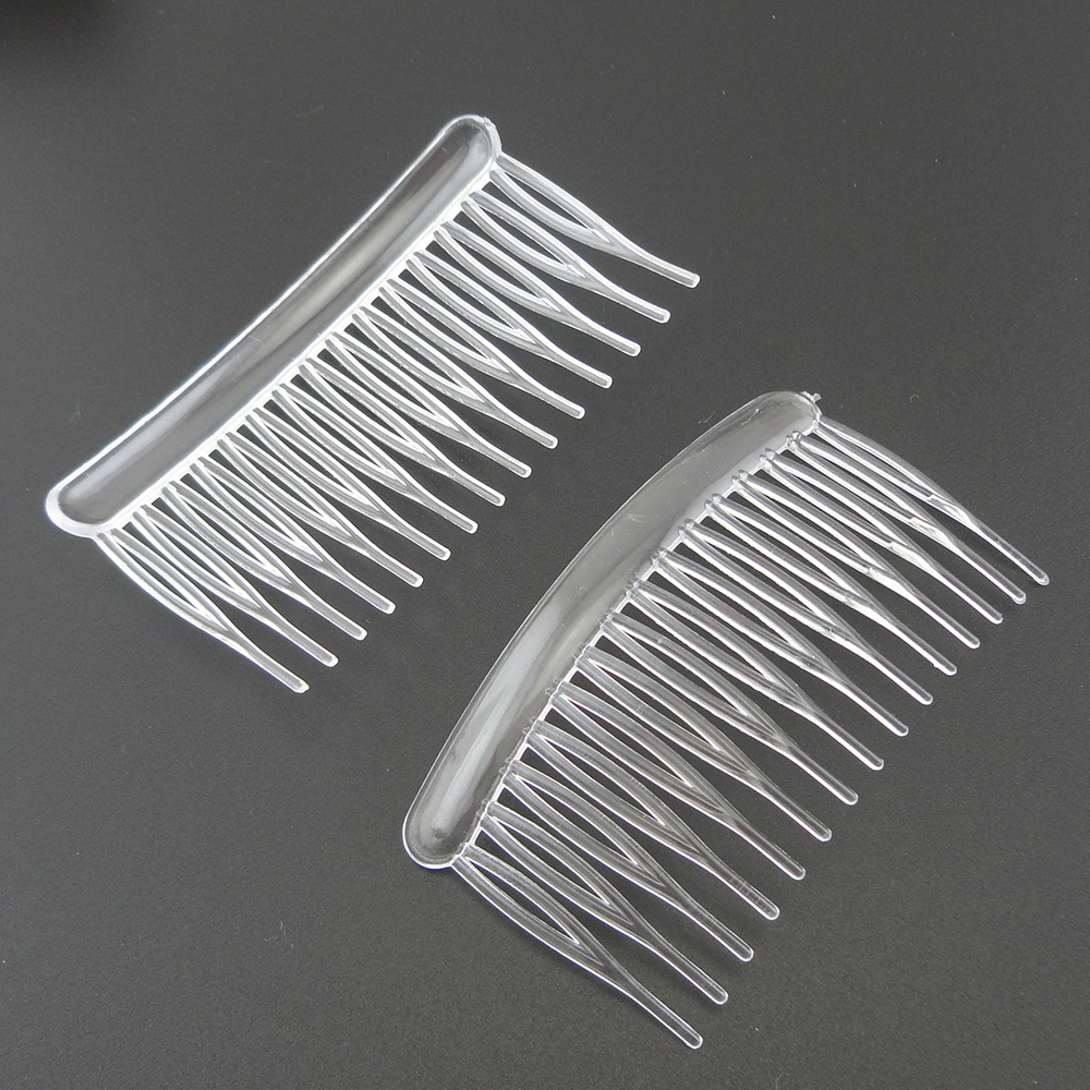 20PCS 15teeth medium size 4.5cm*8.0cm White Clear plain Plastic hair combs for diy hair accessories,Side combs for bridal wedding-image-429133473