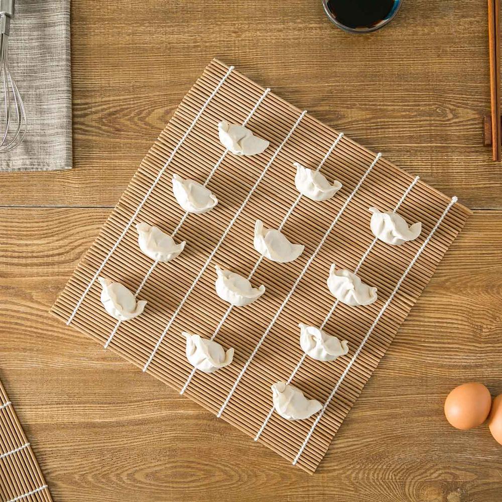 

45x33.5CM Bamboo Dumpling Curtain Natural Bamboo Sushi Dumplings Storage Tray Kitchen Supplies