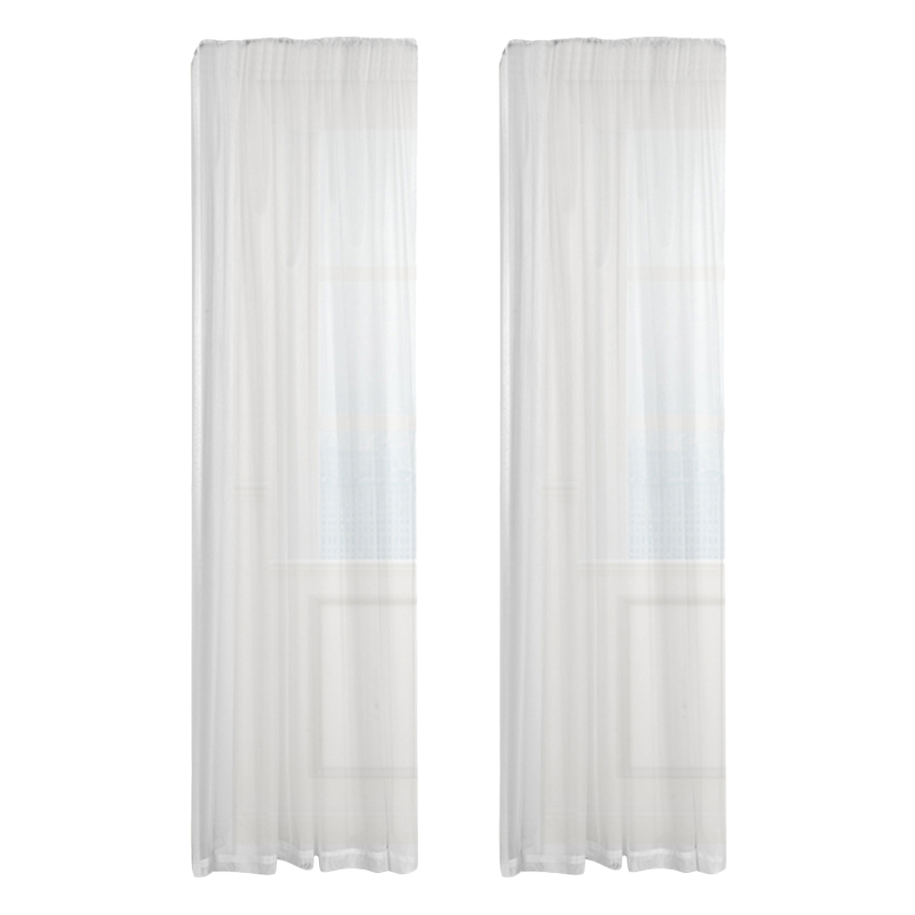 

pack 2 white voile sheers window curtain panel fly screen 39x106inch white